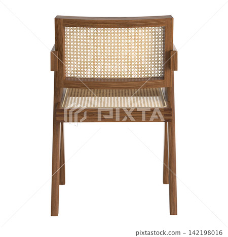Modern retro vintage armchair with brown leather seat and metal frame Modern retro vintage armchair with brown leather seat and metal frame 142198016