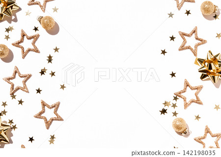 Golden Christmas Star Frame with Copy Space 142198035