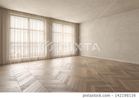 Mid century style conceptual empty interior room Mid century style conceptual empty interior room 142198116