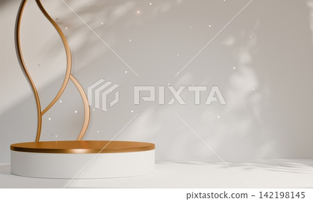 chinese display stand white for cosmetic product on background and decoration chinese style. 3d rendering chinese display stand white for cosmetic product on background and decoration chinese style. 3d rendering 142198145