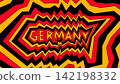 Vibrant psychedelic abstract background with the text Germany in bold colors of black, red, and yellow 142198332