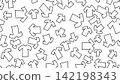 Seamless pattern featuring hand-drawn black t-shirts scattered on a white background. Perfect for apparel design, textile prints, and backgrounds. 142198343
