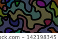 Seamless abstract pattern featuring colorful organic shapes with bold black outlines. Ideal for backgrounds, textiles, banners, and digital design projects. 142198345