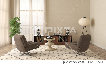 Mid century style dopamine interior room Mid century style dopamine interior room 142198541