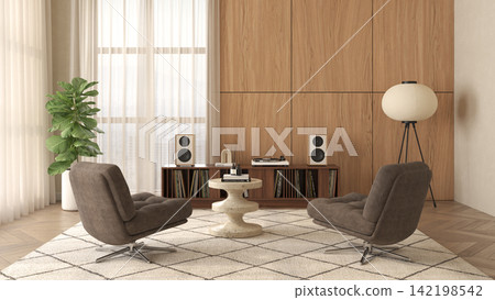 Mid century style dopamine interior room  142198542