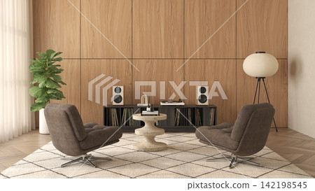 Mid century style dopamine interior room Mid century style dopamine interior room 142198545