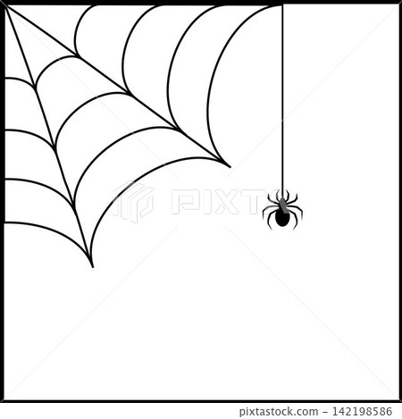 Spider web corner border vectors illustration for Halloween design 142198586