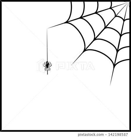 Spider web corner border vectors illustration for Halloween design 142198587