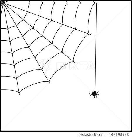 Spider web corner border vectors illustration for Halloween design 142198588