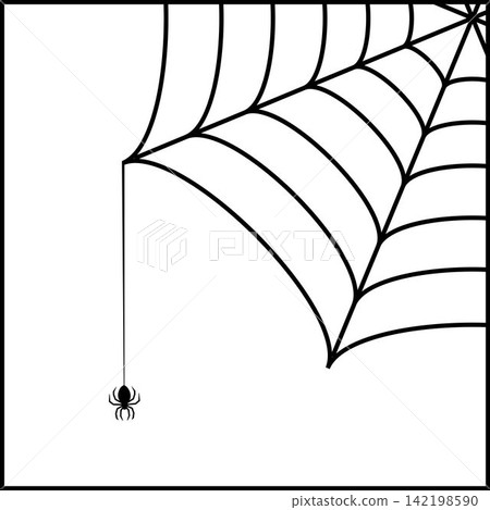 Spider web corner border vectors illustration for Halloween design 142198590