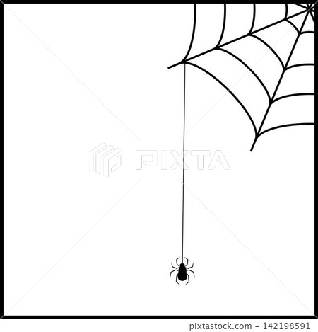 Spider web corner border vectors illustration for Halloween design 142198591
