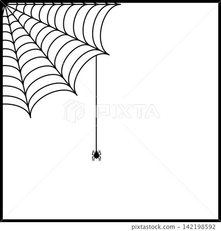 Spider web corner border vectors illustration for Halloween design 142198592