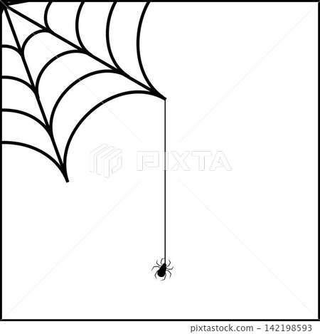 Spider web corner border vectors illustration for Halloween design 142198593