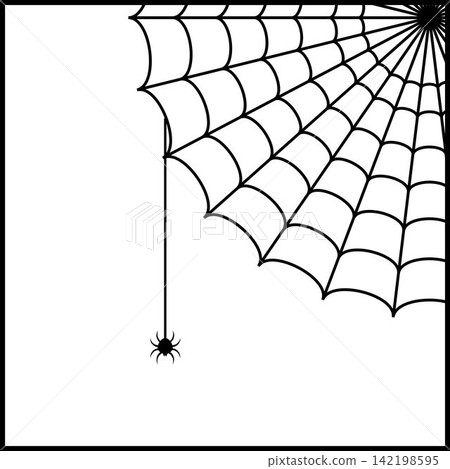 Spider web corner border vectors illustration for Halloween design 142198595