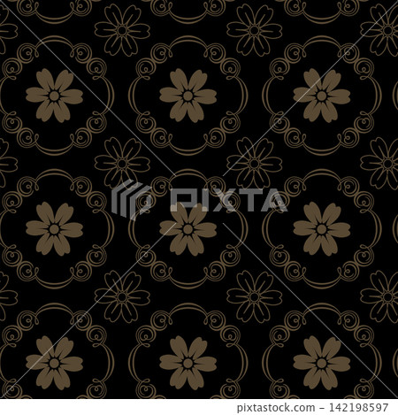 Seamless geometric pattern with national colors and gold on a black background Seamless geometric pattern with national colors and gold on a black background 142198597