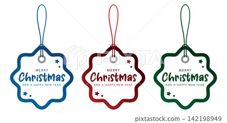 set of different christmas paper tag labels isolated vector illustration 142198949
