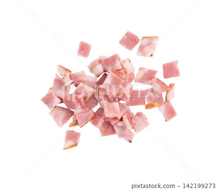 pieces of sausage isolated pieces of sausage isolated 142199273