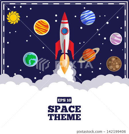 Launching a spacecraft. Vector illustration. 142199406