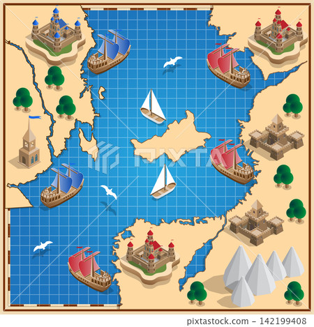 Old map. Isometric. Vector illustration. Old map. Isometric. Vector illustration. 142199408