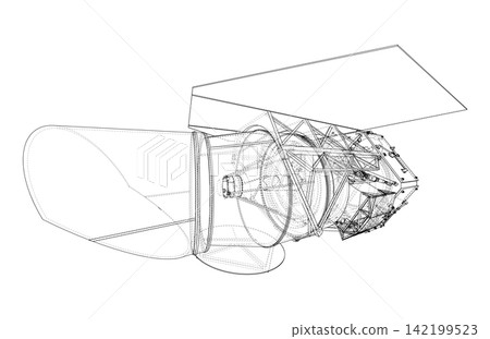 wireframe model of a telescope. Vector 142199523