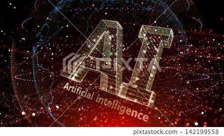 AI artificial intelligence technology network data computer information 3D illustration background back AI artificial intelligence technology network data computer information 3D illustration background back 142199558