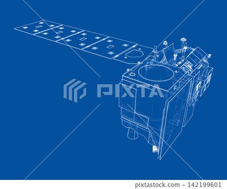 satellite blueprint design. Vector satellite blueprint design. Vector 142199601