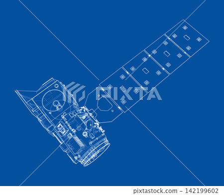 blueprint of a mechanical device. Vector blueprint of a mechanical device. Vector 142199602