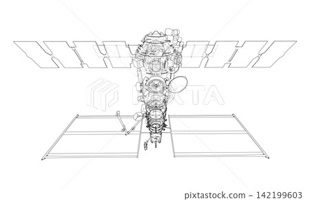 detailed illustration of a spacecraft in flight detailed illustration of a spacecraft in flight 142199603