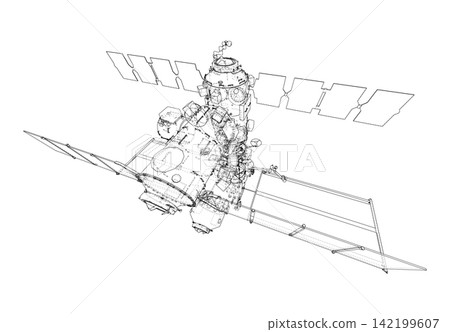 illustration of a spacecraft in orbit. Vector illustration of a spacecraft in orbit. Vector 142199607