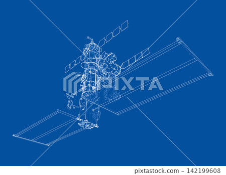 blueprint of a space station. Vector blueprint of a space station. Vector 142199608