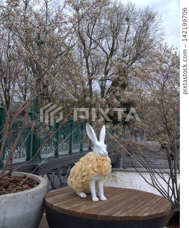 White rabbit figure in the city park White rabbit figure in the city park 142199706