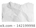 Torn paper pieces with ragged edges and curled corners. White ripped sheets showing damage texture. 142199998