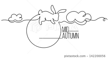Happy Chuseok simple vector poster, banner, background with the moon and Rabbits. Chinese Mid Autumn Festival Happy Chuseok simple vector poster, banner, background with the moon and Rabbits. Chinese Mid Autumn Festival 142200056