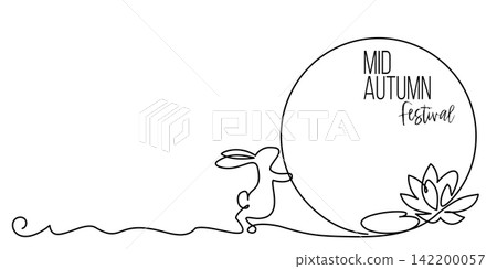 Happy Chuseok simple vector poster, banner, background with the moon and Rabbits. Chinese Mid Autumn Festival Happy Chuseok simple vector poster, banner, background with the moon and Rabbits. Chinese Mid Autumn Festival 142200057