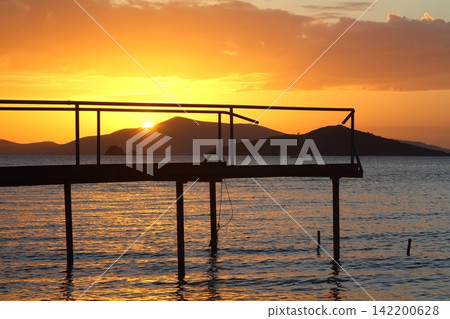 Seaside town of Turgutreis and spectacular sunsets Seaside town of Turgutreis and spectacular sunsets 142200628