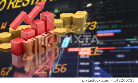 Rising Investment Yield Concept with Stock Market Growth Chart 3d render. Rising Investment Yield Concept with Stock Market Growth Chart 3d render. 142200725