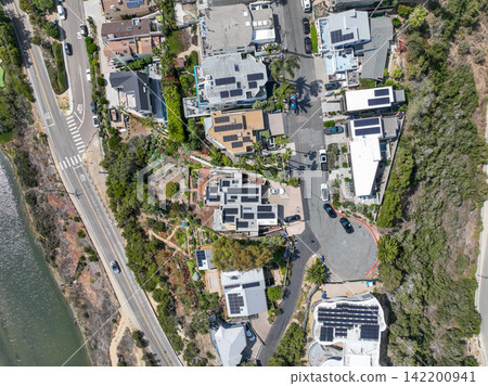 Aerial view of Cardiff by the Sea, beach community in the incorporated city of Encinitas in San Diego County, California, USA. Aerial view of Cardiff by the Sea, beach community in the incorporated city of Encinitas in San Diego County, California, USA. 142200941