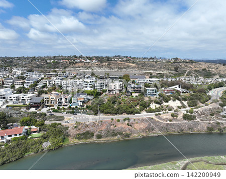 Aerial view of Cardiff by the Sea, beach community in the incorporated city of Encinitas in San Diego County, California, USA. Aerial view of Cardiff by the Sea, beach community in the incorporated city of Encinitas in San Diego County, California, USA. 142200949