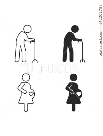 Elderly and Pregnant Women for Priority Signage Icon Elderly and Pregnant Women for Priority Signage Icon 142201785
