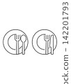 Dining Place Setting Line Icons with Fork Spoon and Knife 142201793