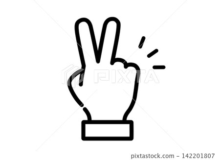 Icon illustration of a hand making a peace sign, with sleeves. Icon illustration of a hand making a peace sign, with sleeves. 142201807