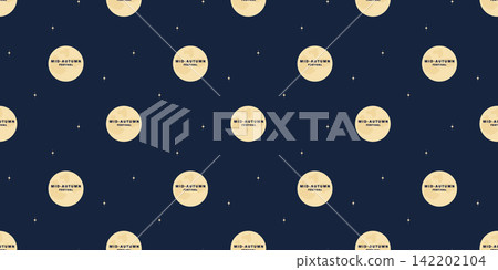 Mid Autumn Festival Text on Full moon and stars on dark blue Backdrop Seamless Pattern Banner Format. Isolated Vector illustration Mid Autumn Festival Themed Packaging design, print or promo materials Mid Autumn Festival Text on Full moon and stars on dark blue Backdrop Seamless Pattern Banner Format. Isolated Vector illustration Mid Autumn Festival Themed Packaging design, print or promo materials 142202104