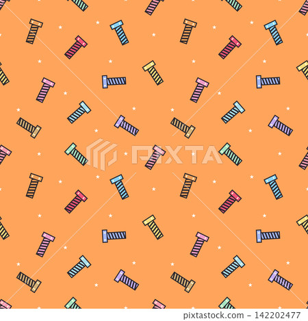 Colorful Bolt and Screw Seamless Pattern on Orange Background Colorful Bolt and Screw Seamless Pattern on Orange Background 142202477