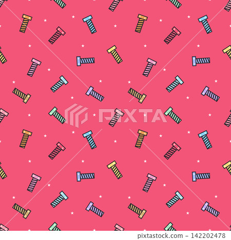 Colorful Bolt and Screw Seamless Pattern on Coral Pink Background Colorful Bolt and Screw Seamless Pattern on Coral Pink Background 142202478