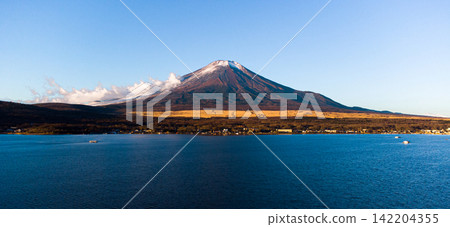Mount Fuji and Lake Yamanaka in Clear Golden Afternoon Light Mount Fuji and Lake Yamanaka in Clear Golden Afternoon Light 142204355