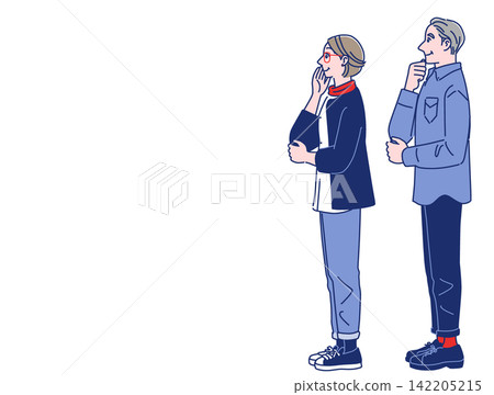 A middle-aged couple smiling as they contemplate their future. 142205215