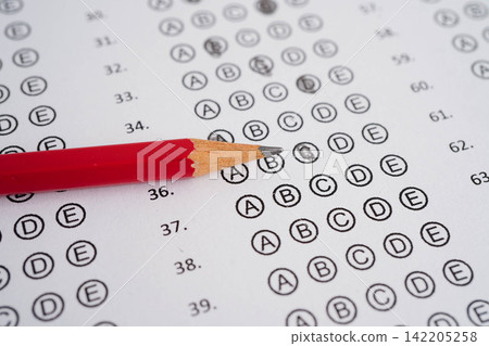 Answer sheets with pencil drawing fill to select choice, education concept. Answer sheets with pencil drawing fill to select choice, education concept. 142205258