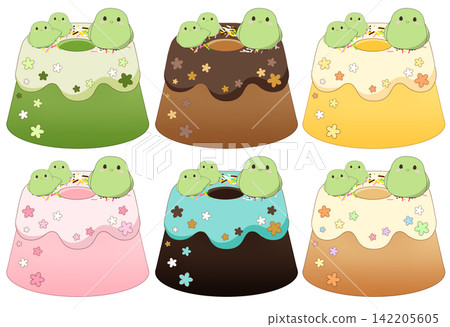 Illustration of a bird-shaped chiffon cake 142205605