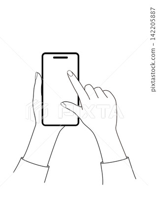 A woman's hands pinching out to zoom in on a smartphone screen - illustration for screen transparency and compositing. A woman's hands pinching out to zoom in on a smartphone screen - illustration for screen transparency and compositing. 142205887
