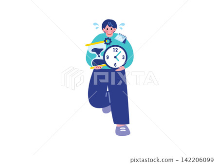 時間緊迫的商人的插圖 時間緊迫的商人的插圖 142206099